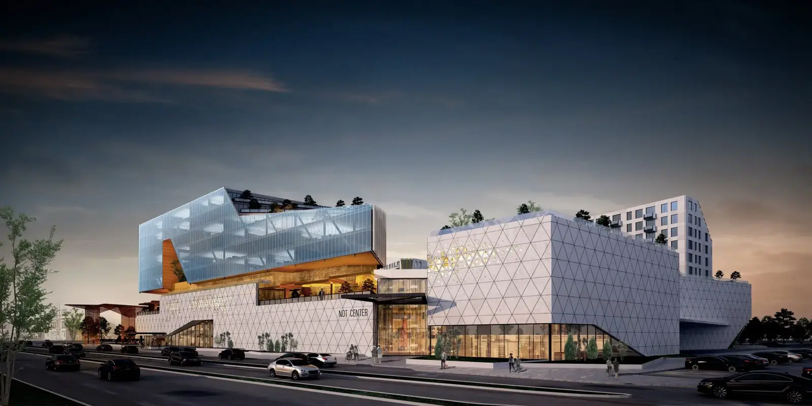 Outdoor Shopping Mall Complex with Diverse Retailers