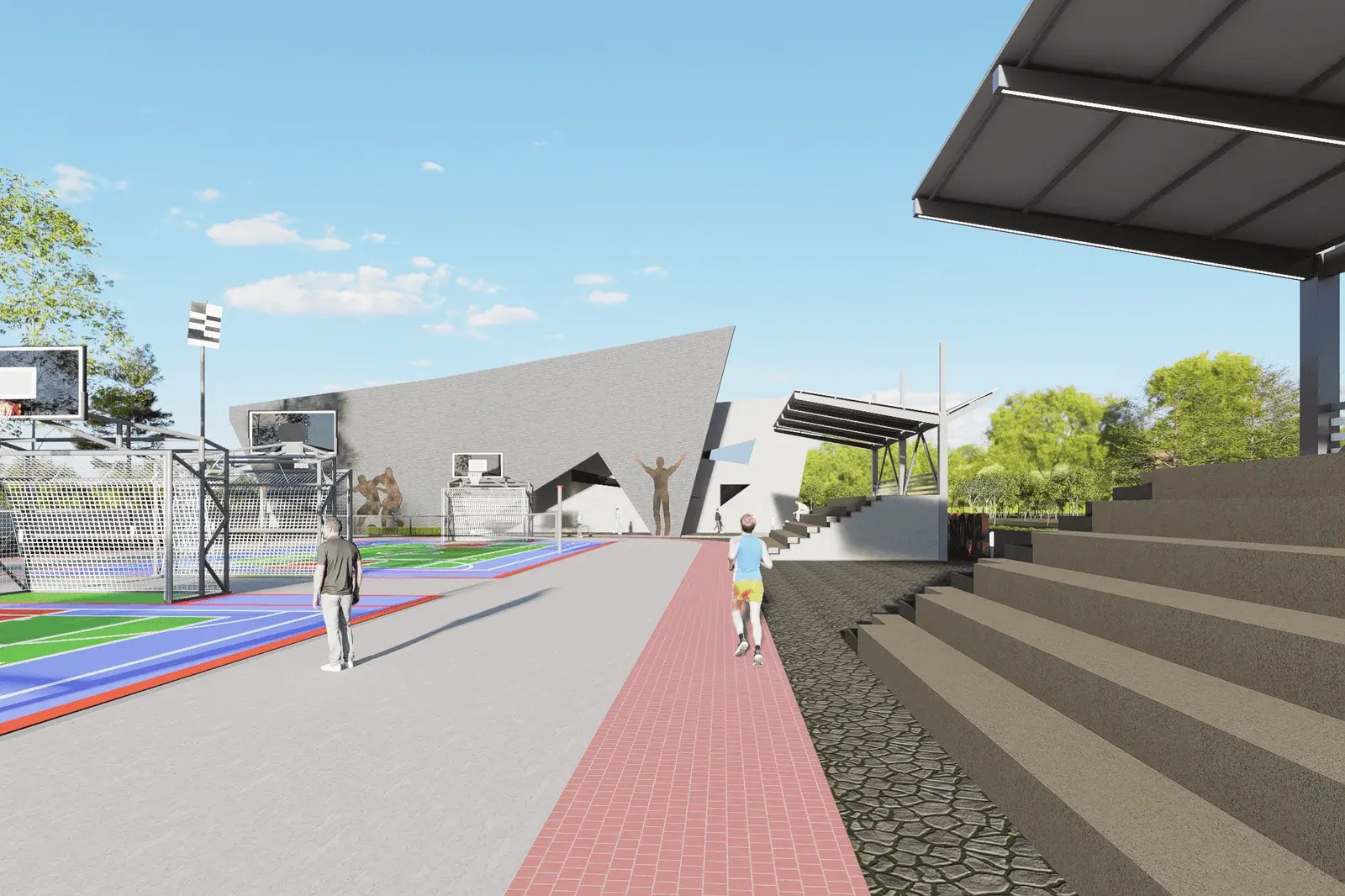 Modern Sports Complex with Multiple Playing Fields